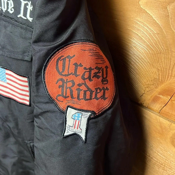 Harley-Davidson Reversible Ride It Live It Bomber Jacket Pocket Zip Black PTP 20 - Picture 4 of 13